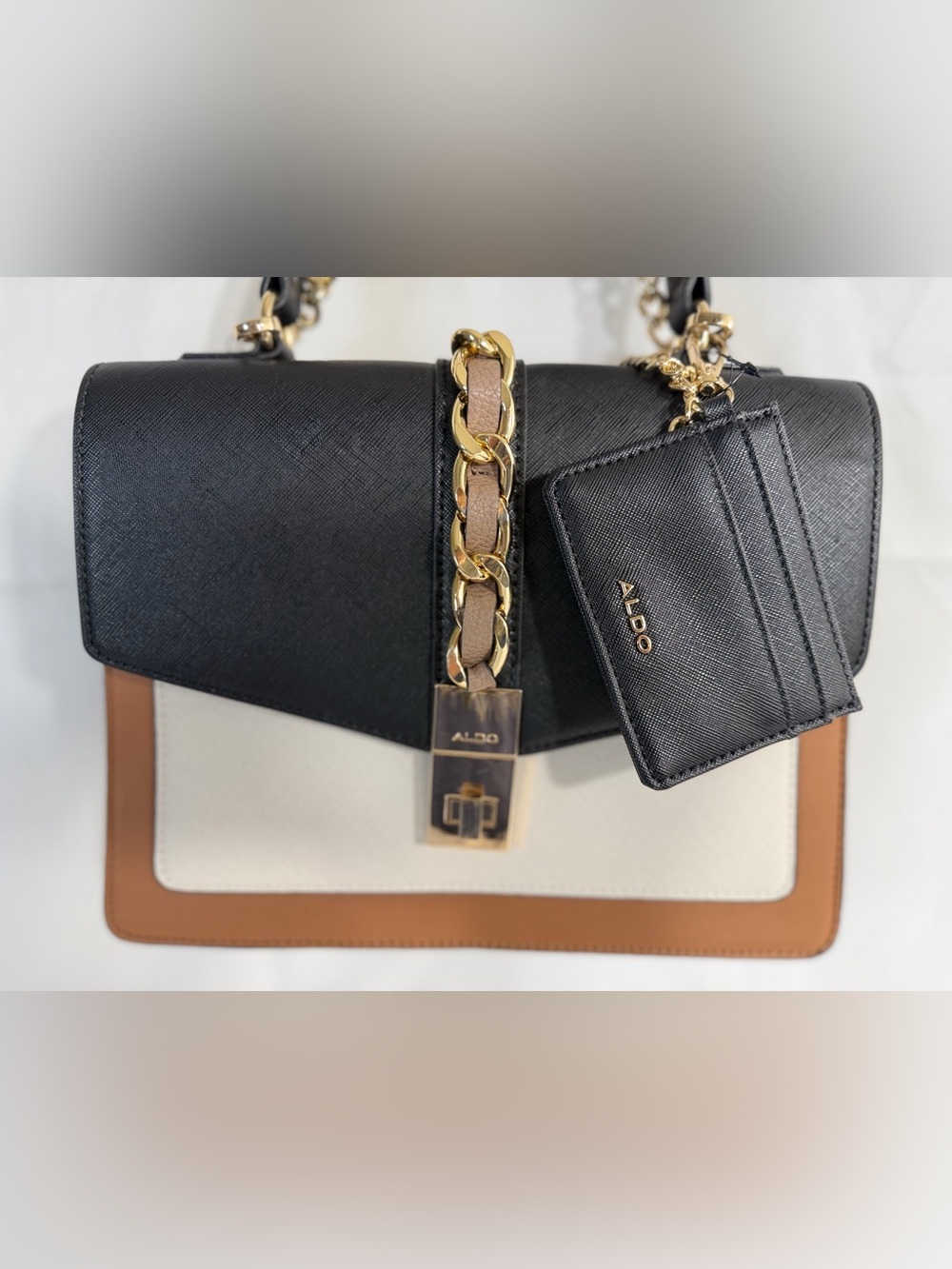 ALDO Tricolor Shoulder Bag with Gold Chain Strap